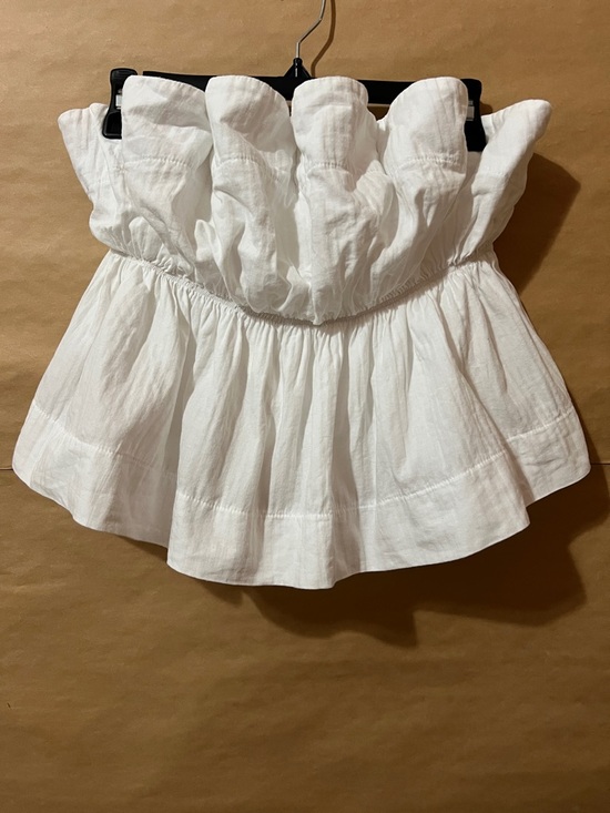 Miou Muse Tops - Miou Muse | Strapless Ruffle Top Peplum Tube Top White Size M